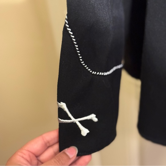 Vintage Scully Skull Rose Western Embroidered Pearl Snap Black Button Up Size L - Picture 9 of 15